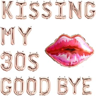 JeVenis Kissing My 30s Goodbye Decorations Kissing My 30s Goodbye Banner Balloons 40th Birthday Balloon Dirty 40 Balloon