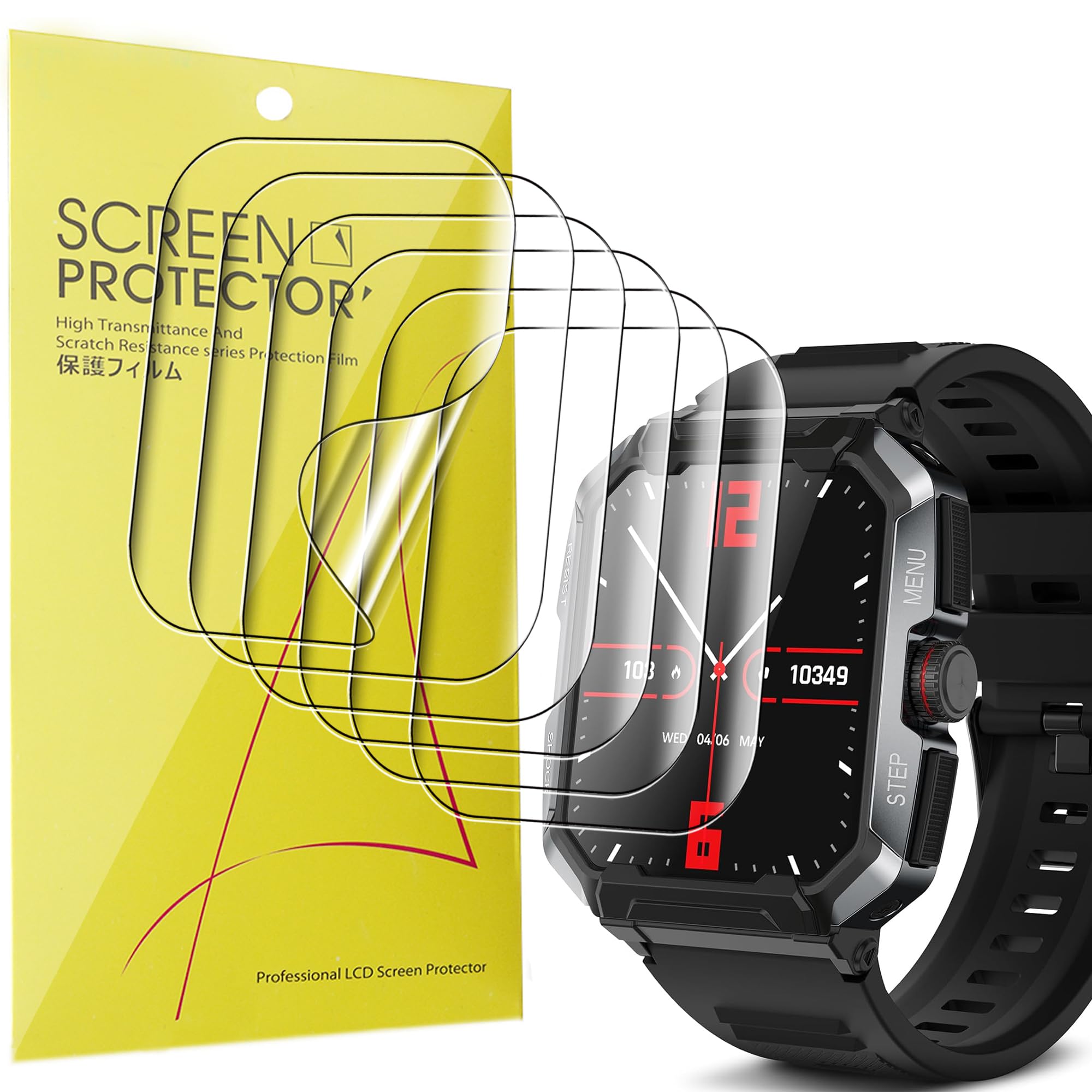 Compatible with anyloop Smart Watch Screen Protector, Lamshaw Full Coverage TPU Clear Film Compatible with anyloop ALW47 Smartwatch-1.85 Inches (TPU-6 Pack)