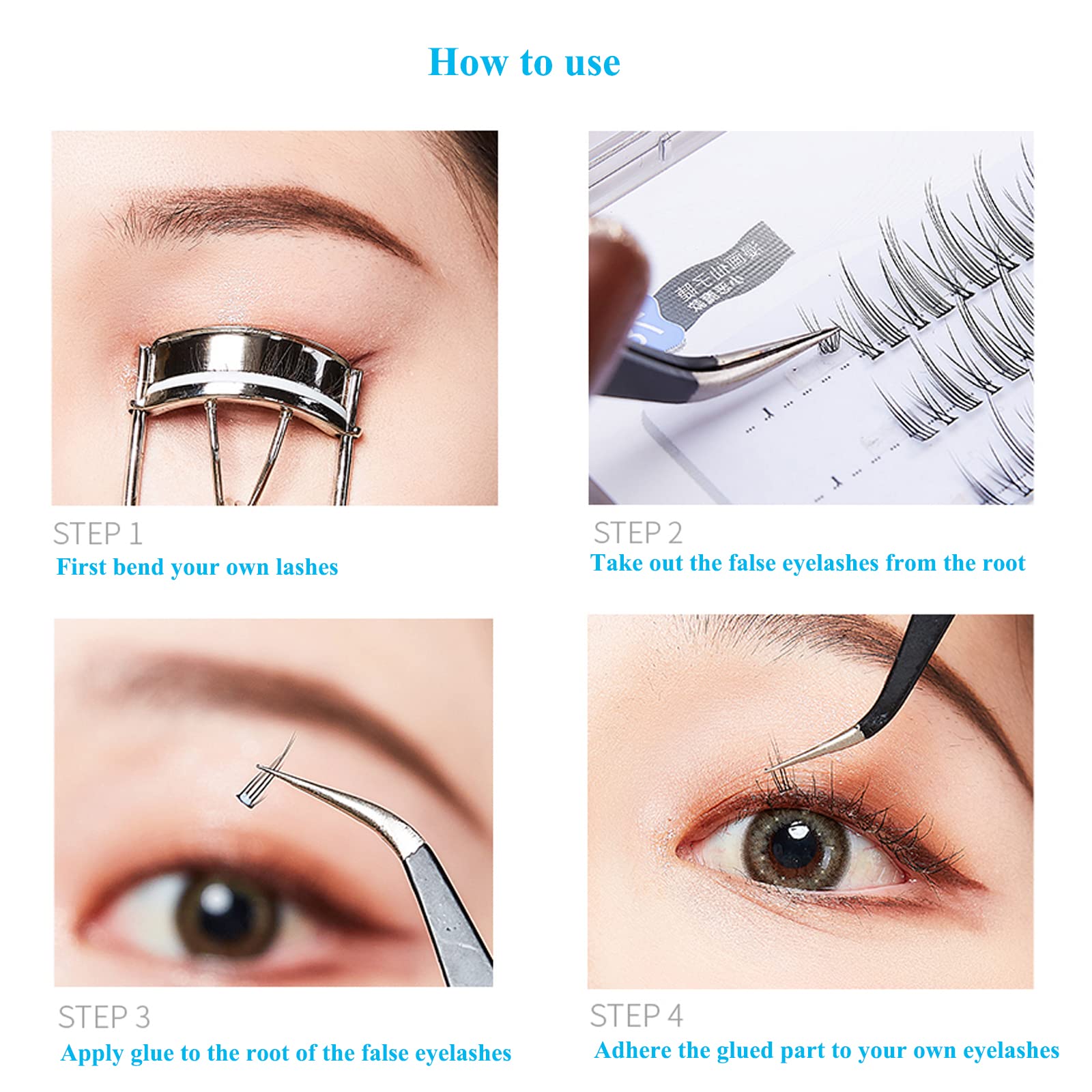 Manga Lashes Natural False Eyelashes Wispy Individual, 3D-C-6~12mm Cluster Lashes Pack for DIY Premade Fans Eyelash (manga) - Image 3