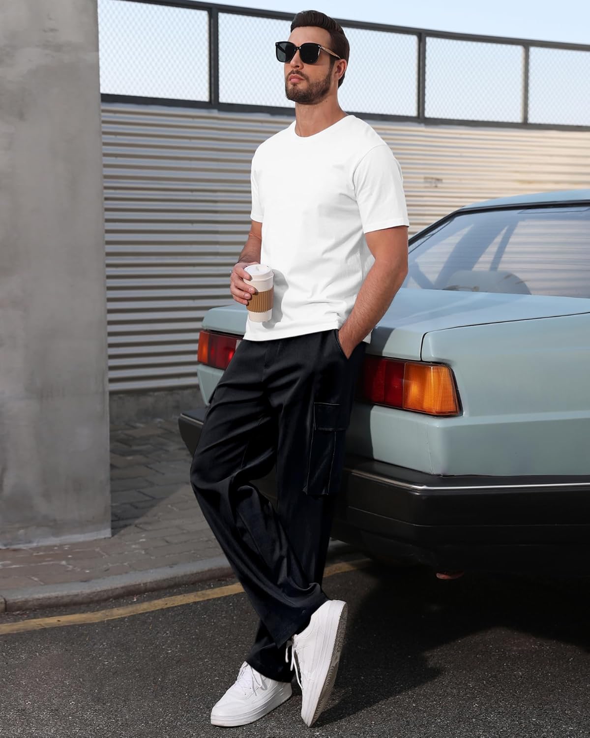 Mens Cargo Pants Casual Workout Joggers Straight Leg Sweatpants Lightweight Drawstring Waist Hiking Pants with Pockets - Image 7