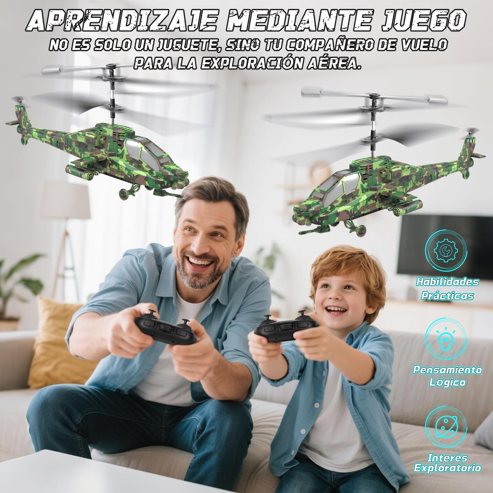 Charmofun Helicoptero Teledirigido, 2,4Ghz Helicoptero RC con Luz y 3 Baterías, 40 Minutos de Vuelo, 3,5 Canales Elicoptero Teleridijido niño, Avion Juguete Regalo para Niños de 8+ Años (Verde)