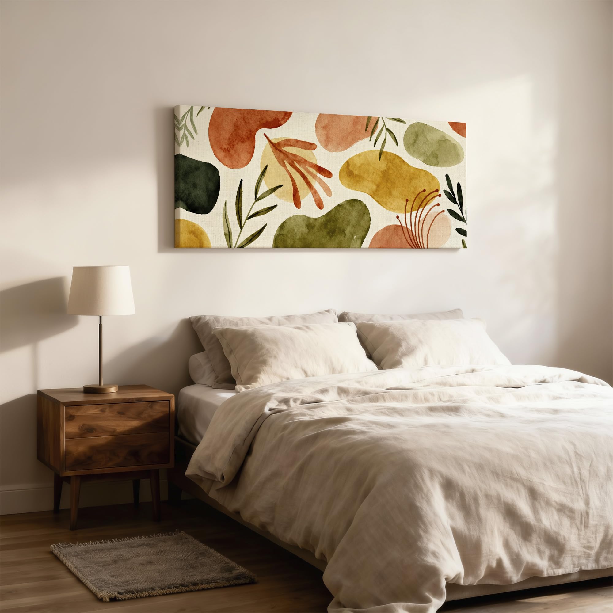 SoulAbiti Boho Watercolor Abstract Botanical Unframed 36x14 inches Rolled Canvas Wall Fauvism Art UV Print Painting for Living Room, Bedroom & Office Decor Premium Gloss Vivid Fade-Resistant Print 4
