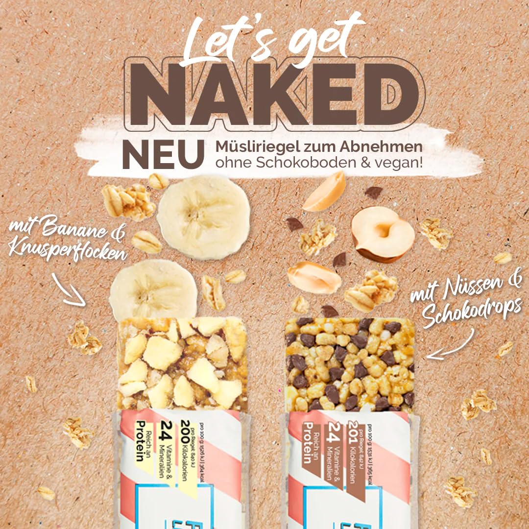 OFFSET Nutrition Abnehmriegel 6x55G - Naked Hazelnut & Crisp - [1 RIEGEL = 1 MAHLZEIT] - Bis zu 16G Eiweiß pro Proteinriegel | Fitness Riegel mit 24 Nährstoffen & Mineralien | Glutenfrei