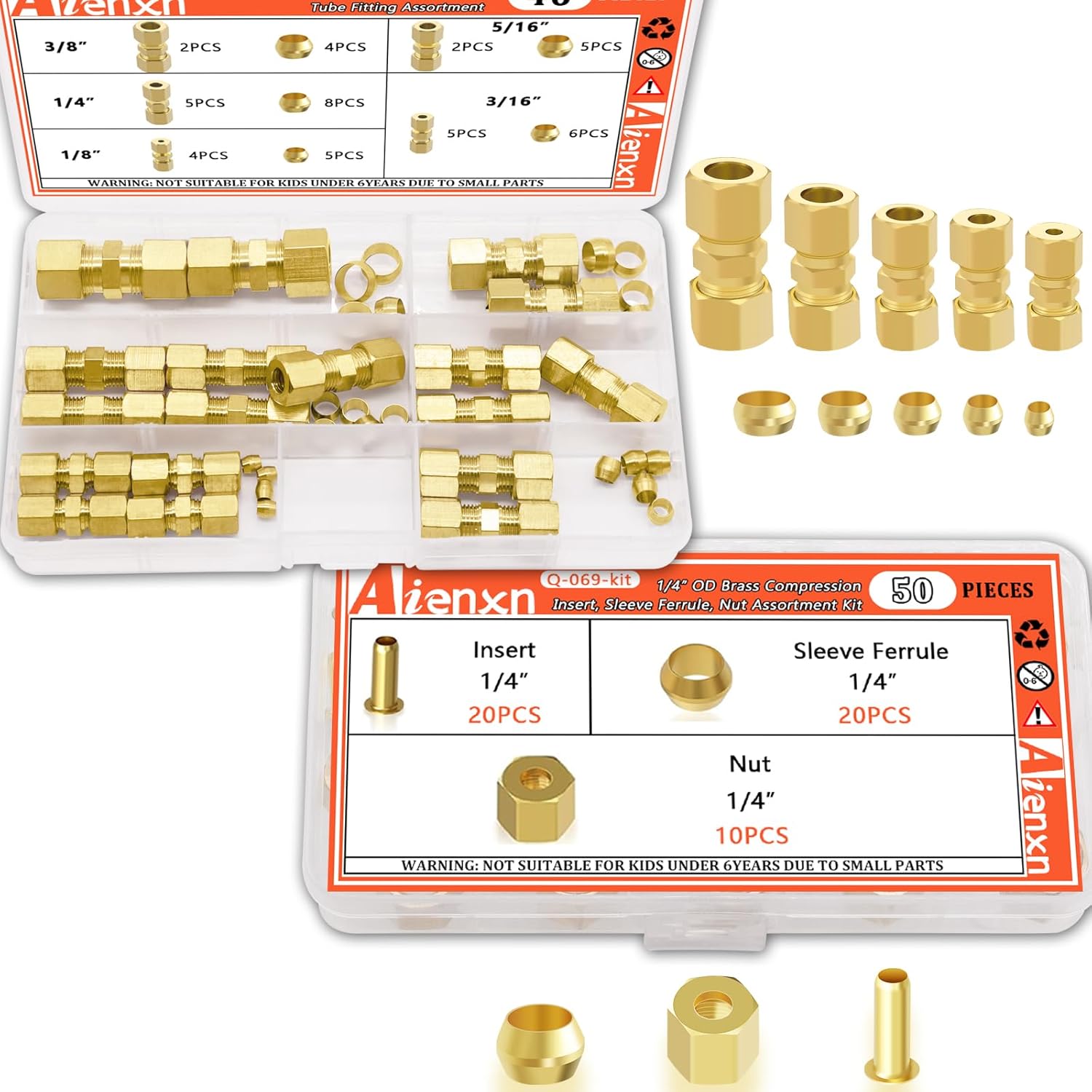 96PCS Brass Compression Tube Fittings
