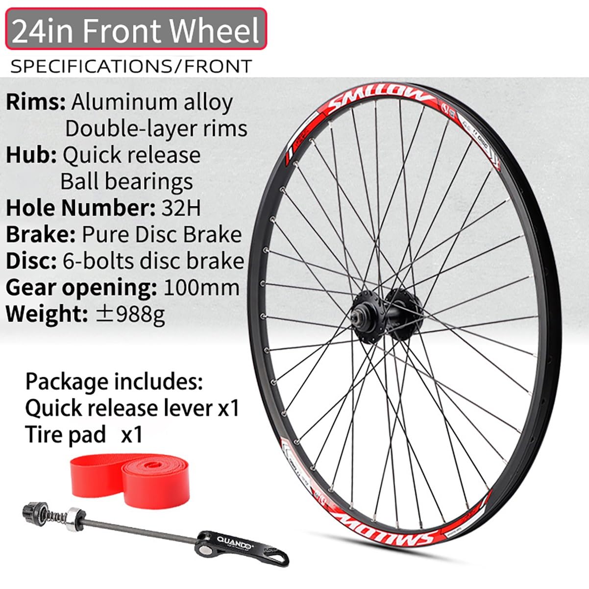 Ruedas Delanteras y traseras Plegables BMX de 20/24 Pulgadas con liberación rápida, bujes de Freno de Disco con rodamiento de Bolas de 32 Agujeros para Cassette de 7 a 11 velocidades.