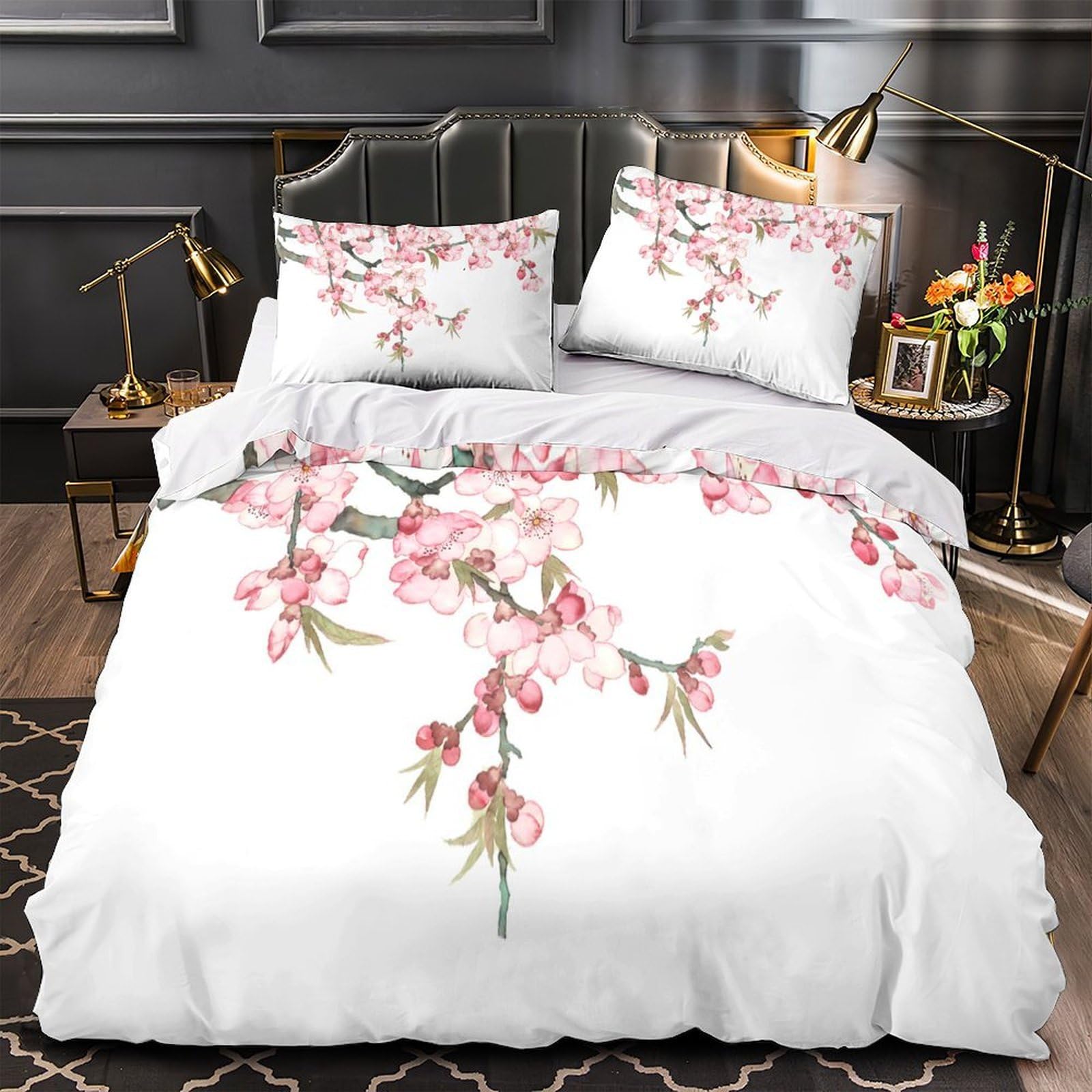 Housse de couette microfibre hypoallergique parure lit double 200x200
