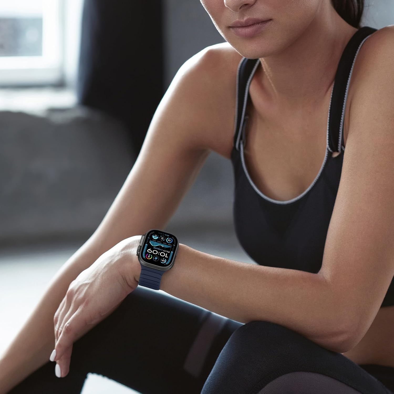 Magnetic Silicone Bands Compatible with Apple Watch 49mm 46mm 45mm 44mm 42mm, Sport Wristband for Men Women Compatible with iWatch Ultra3 2 1 SE Series 11 10 9 8 7 6 5 4 3, Dark Blue-Grey - Image 7