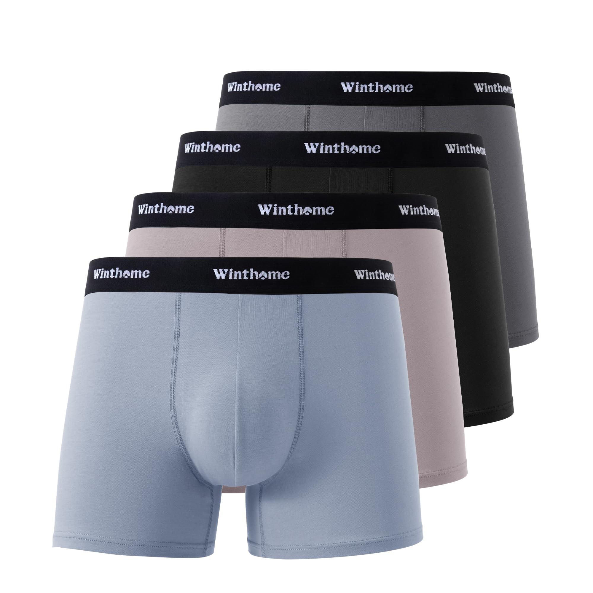Winthome Boxershorts Herren 4er Pack - Nahtlos Unterhosen Männer aus Baumwolle Bequem Atmungsaktiv, Weich Ohne Einzuschneiden, Unterwäsche mit 3D-Pouch, Elastische Bund, Formstabil, im Karton (S-2XL)