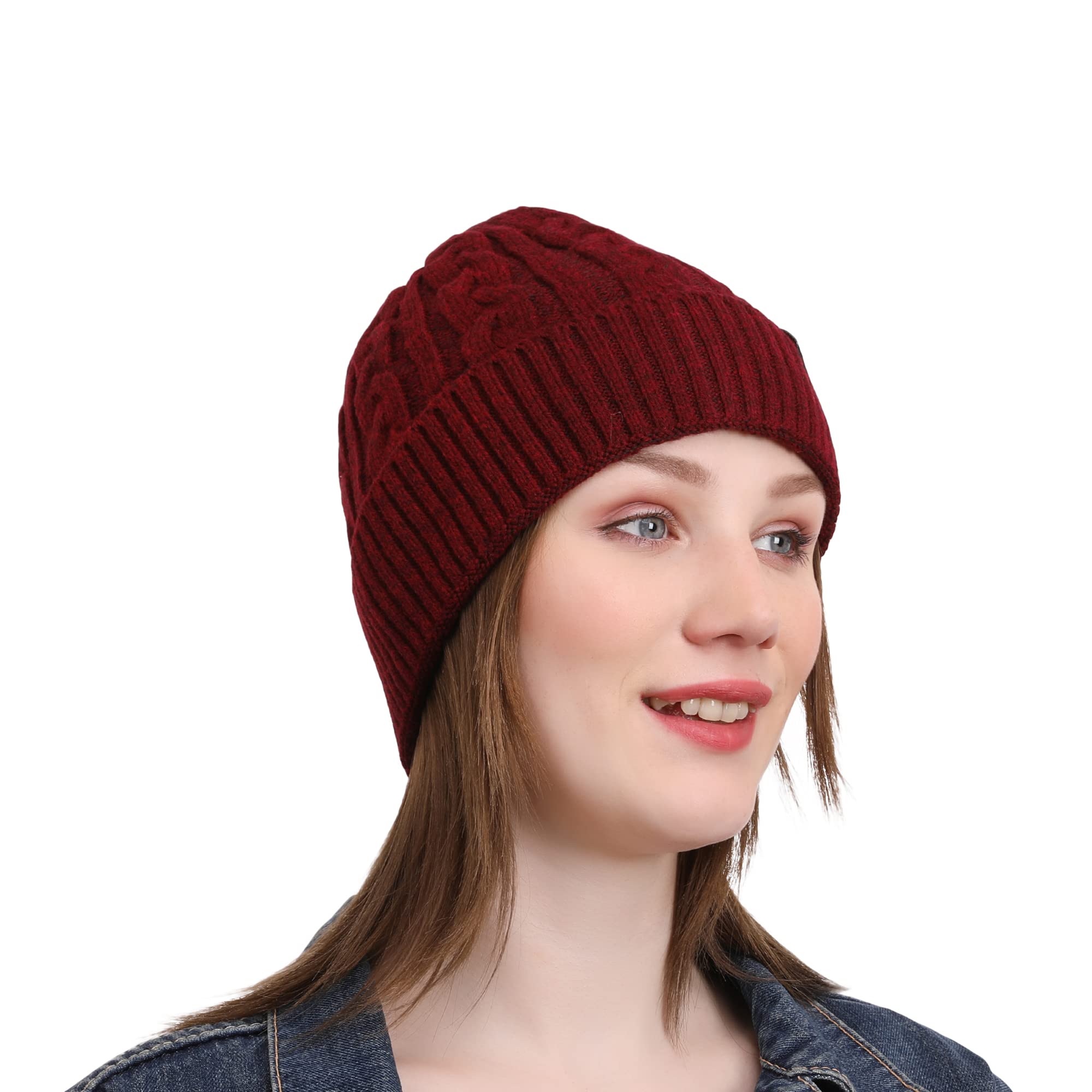 Women & Men Woollen Winter Cuff Beanie Cap Cable Knit - Soft, Cozy & Warm Garam Topi - Stylish Woollen Winter Wear Cap - Acrylic Wool, FS