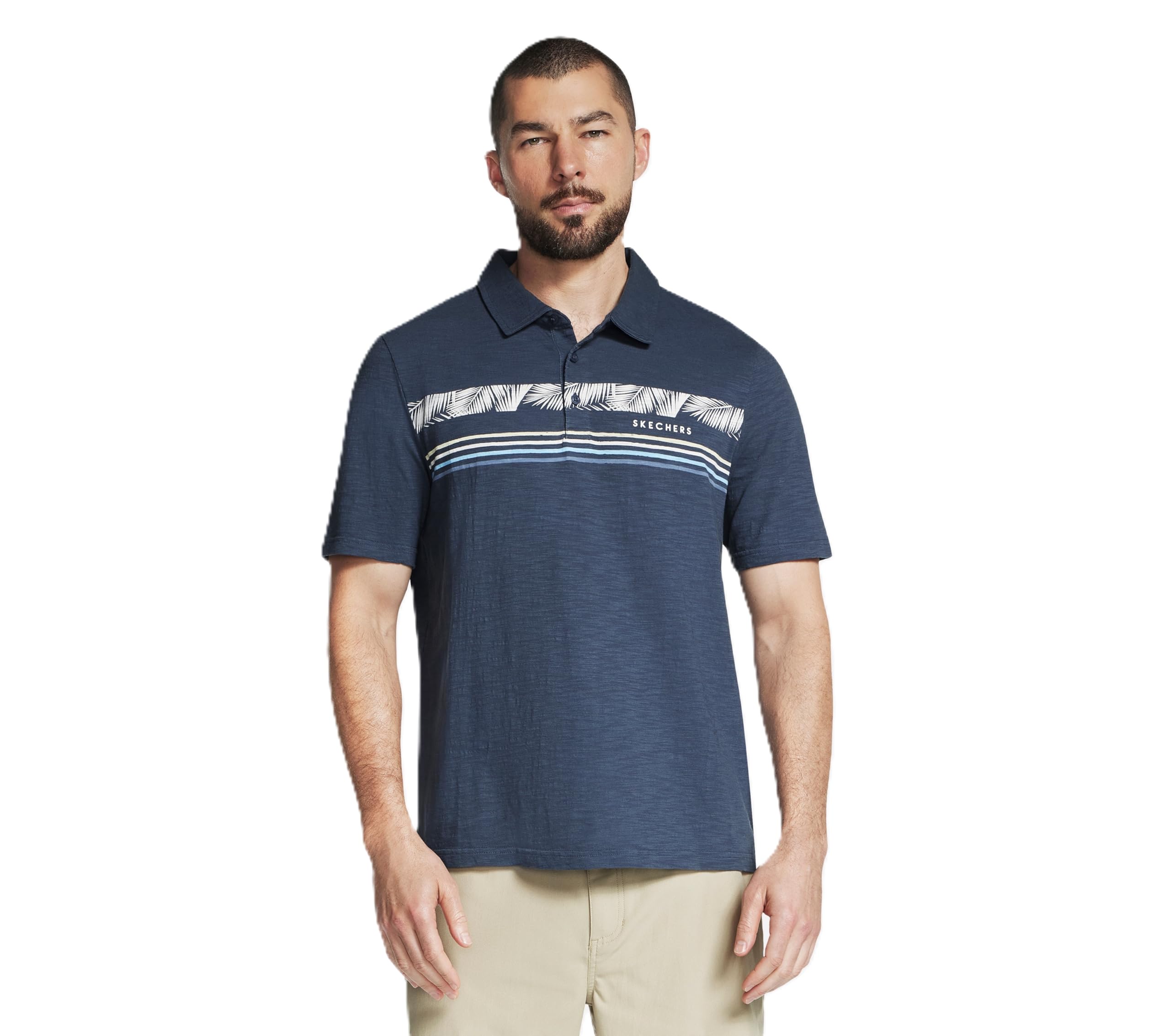 Skechers Men's Tropical Breeze Stripe Polo Charcoal M