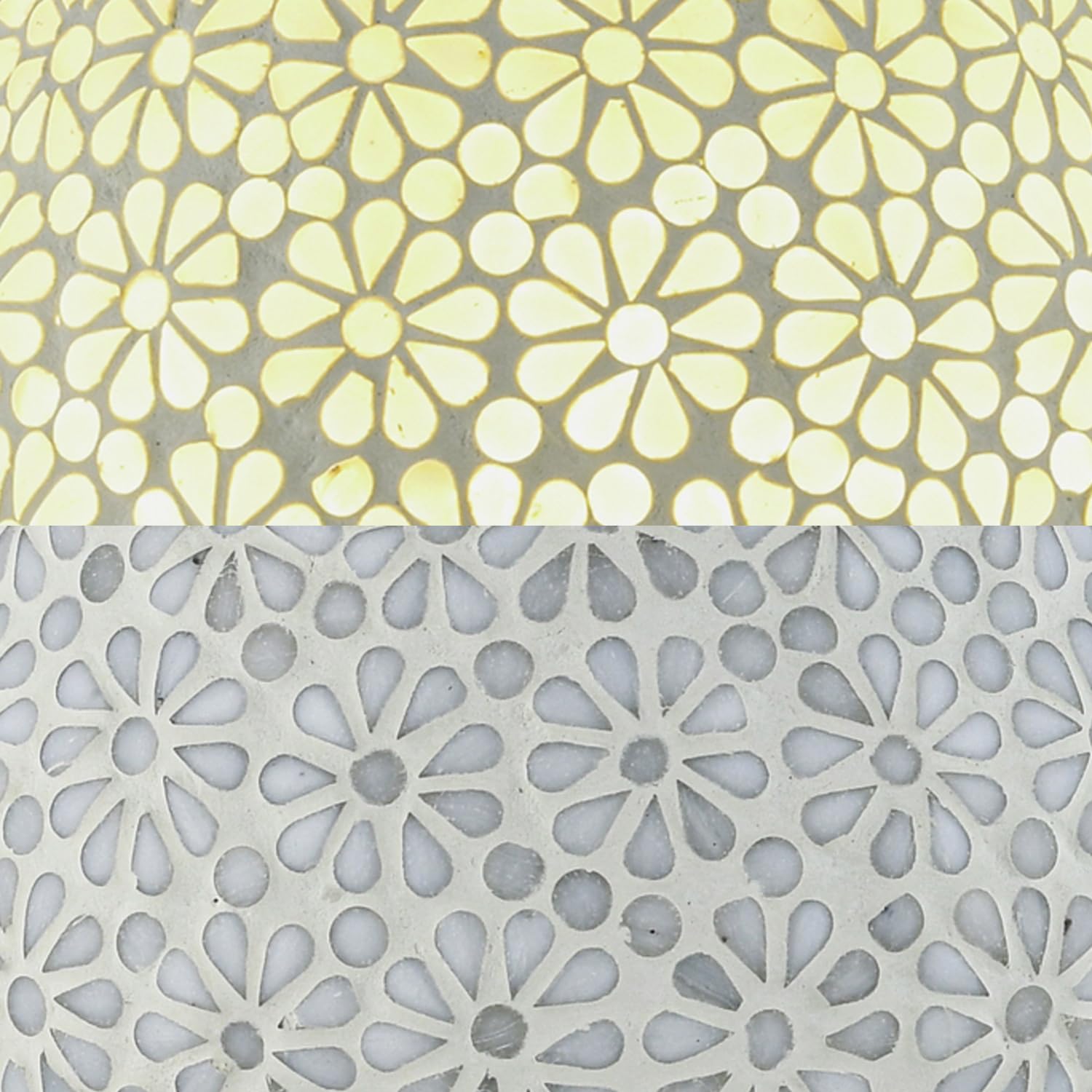 Mesa Boho y lámpara de noche de vidrio con patrón de mosaico Tiaga -1-