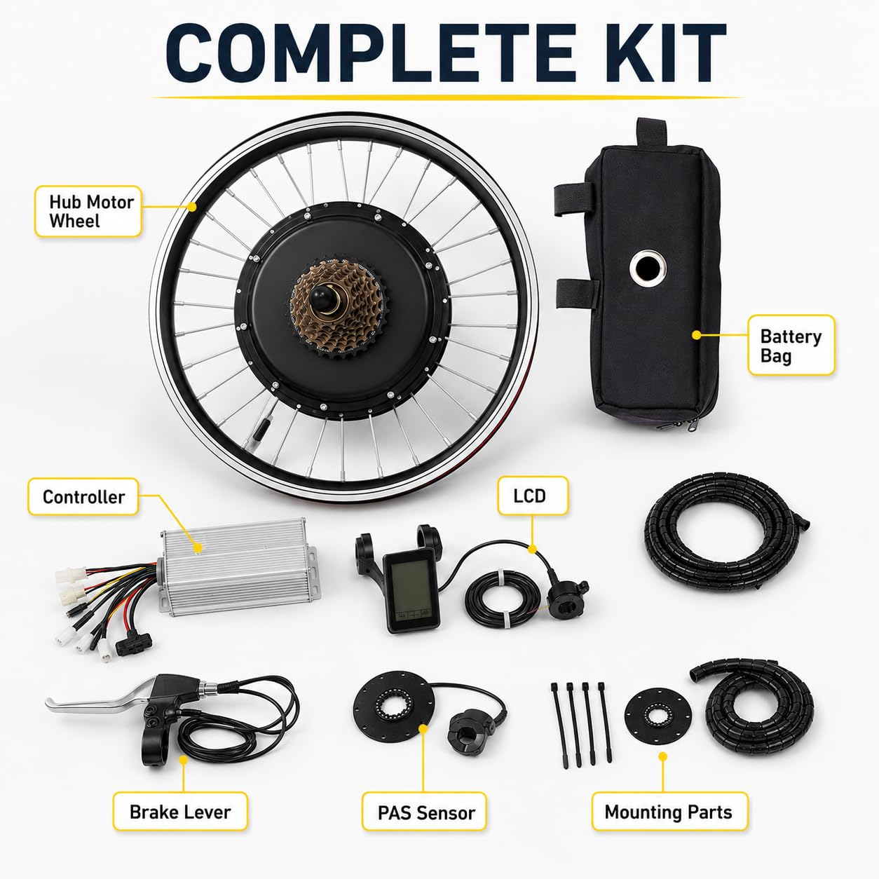 Kit de Conversion Vélo Électrique 20 Pouces 500W, Moteur Moyeu Roue Arrière sans Balais avec Écran LCD, Capteur Pas, Accélérateur au Pouce et Frein Coupure pour VTT Vélo Ville