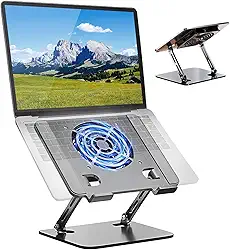 Cooler Notebook, Suporte para Notebook com Cooler, Base Refrigerada, Aço Carbono, Ajustável, Dobrável, Silicone Antiderrapante, Elevador Ergonômico (01)