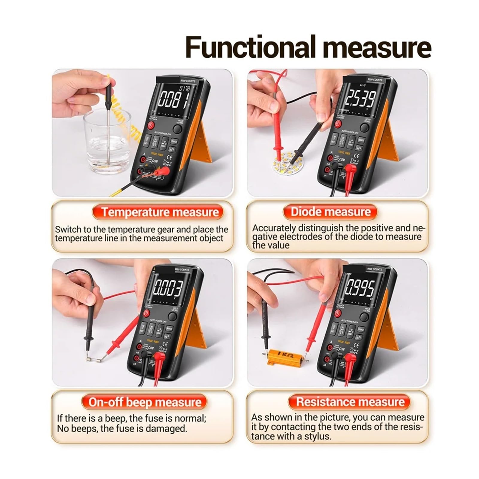 ANENG Q1 Cyfrowy multimetr 9999 Analogowy tester True RMS Profesjonalny multimetr DIY Tranzystor Kondensator Testery NCV Miernik LCR Precyzyjny i szybki(Q1 Red)