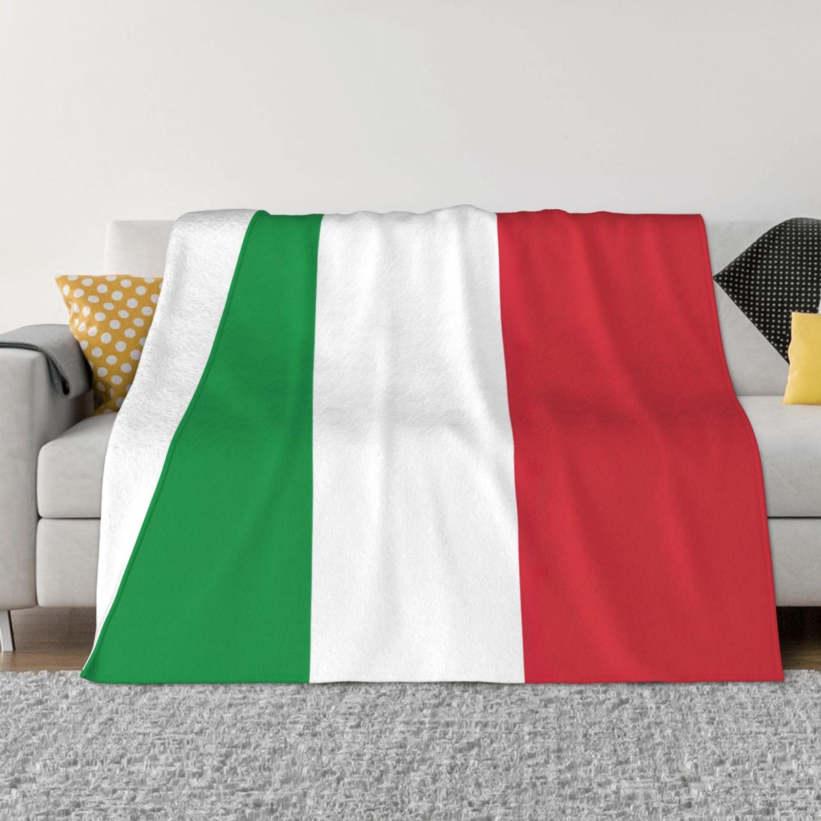 Coperta in pile ultra morbida con stampa bandiera italiana, comoda e leggera, calda coperta per letto, divano e viaggio