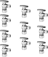 EFIELD 10-Pack Angle Stop Valves 1/2" (5/8" OD) Compression x 3/8" OD 1/4-Turn Lead-Free Brass Shutoff for Plumbing