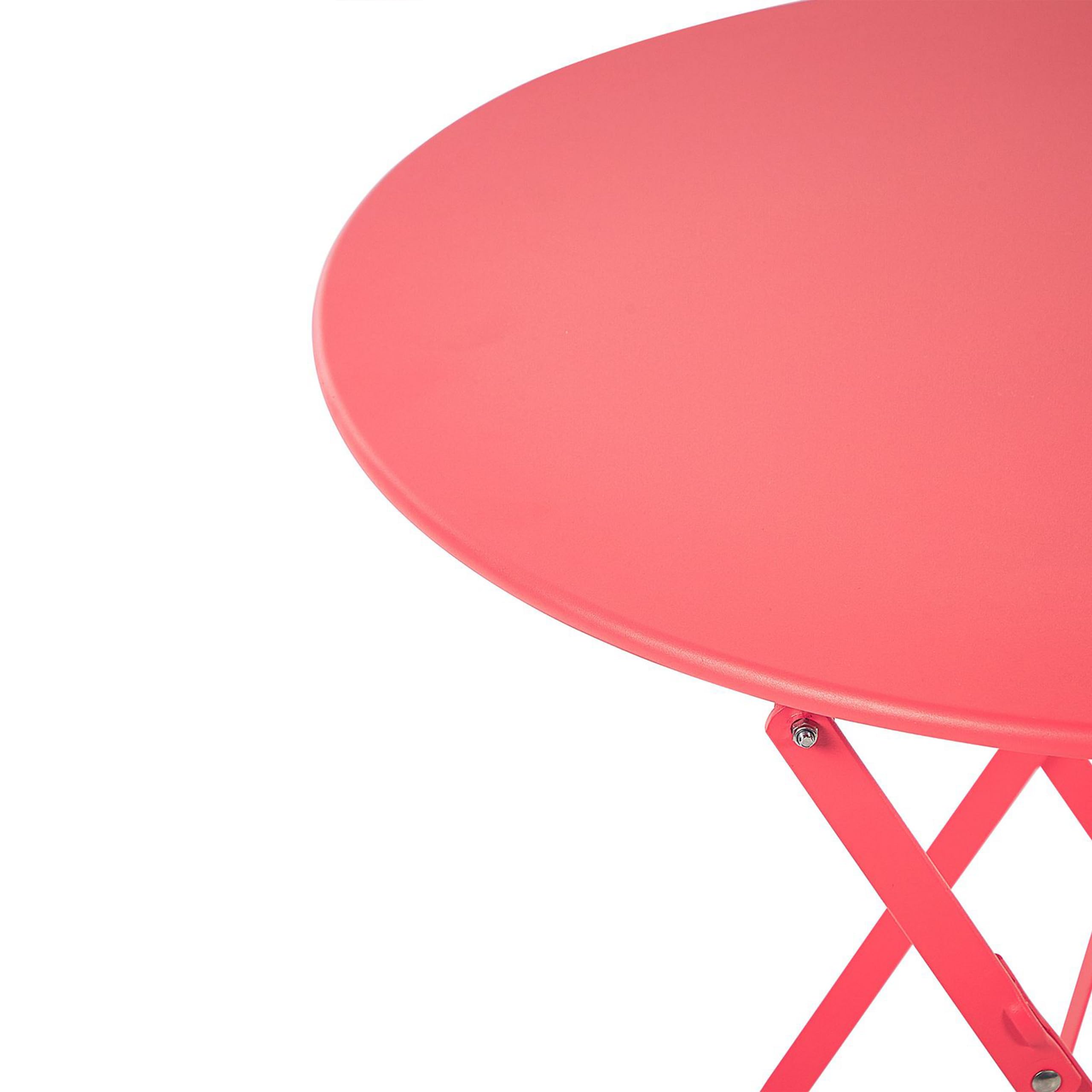 Beliani Set Bistro a 3 pezzi con Tavolino e 2 Sedile Pieghevoli in Metallo Rosso