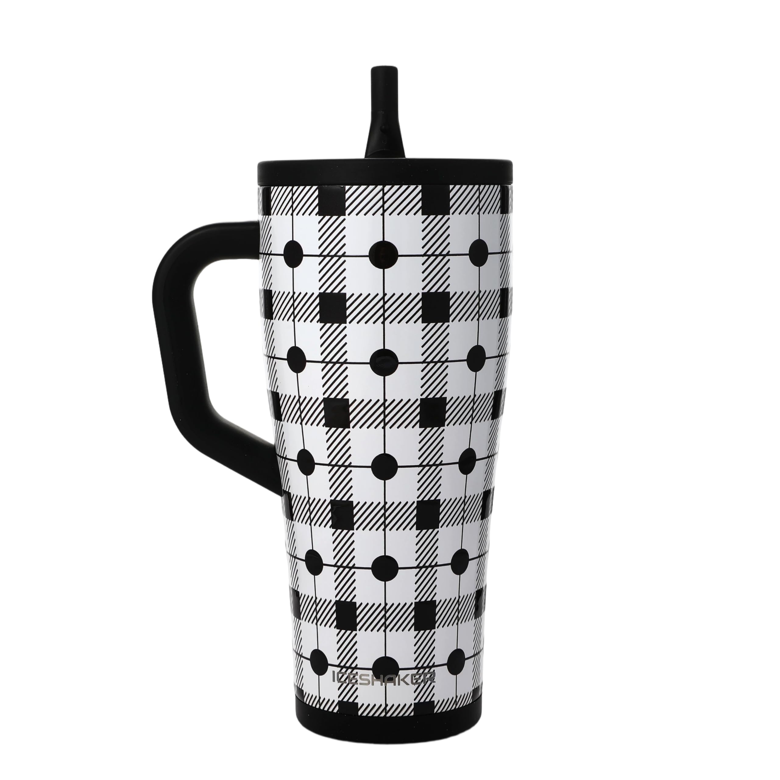 Ice Shaker 32 oz Tumbler with Handle and Straw | 32oz Check Me| Cold for 30+ Hours | 2-in-1 Tumbler Shaker Bottle | Odor-Free 32 ounce Bottle for Water, Protein Shakes, Smoothies, Cocktails