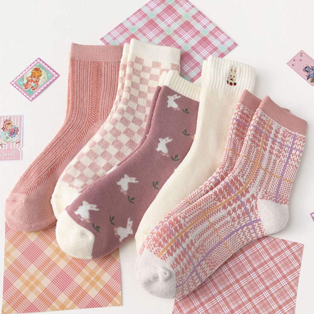 Calcetines casuales para mujer, diseño de punto deportivo, cuello redondo, cálido y cómodo, color rosa, esponjoso, transpirable, sin olor, adecuado para mujeres y fácil de usar.