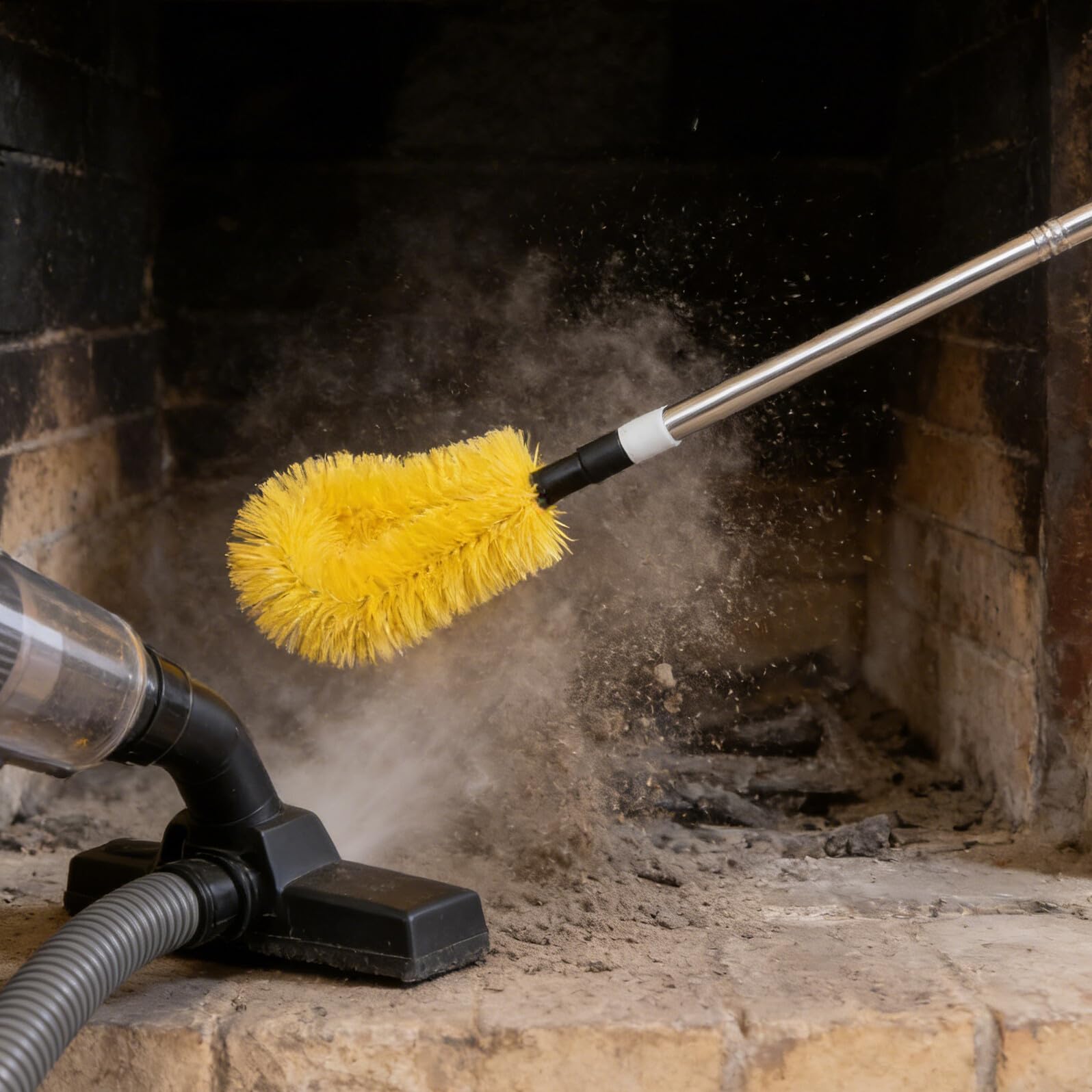 Juego de Herramientas Profesionales para Limpieza de Chimeneas y Conductos de Secadora, Cepillo Desmontable de 4 M (13 Pies) Varillas de 32 Cm, Kit para Deshollinar Estufas de Leña