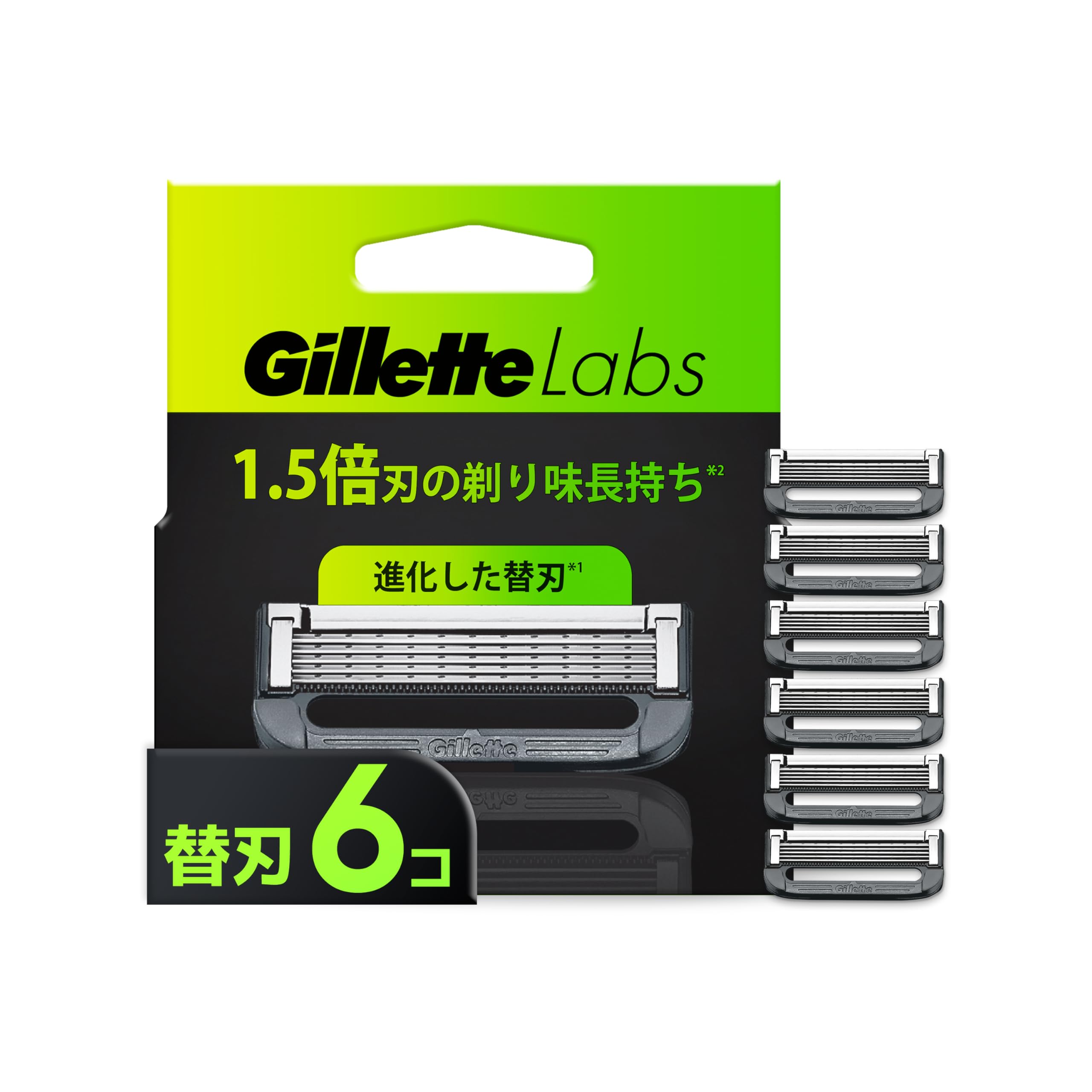 Gillette 【正規品】 ジレット 髭剃り 替刃 6個 カミソリ 剃刀 メンズ 深剃り 角質除去 ラボ 【Amazon.co.jp限定】