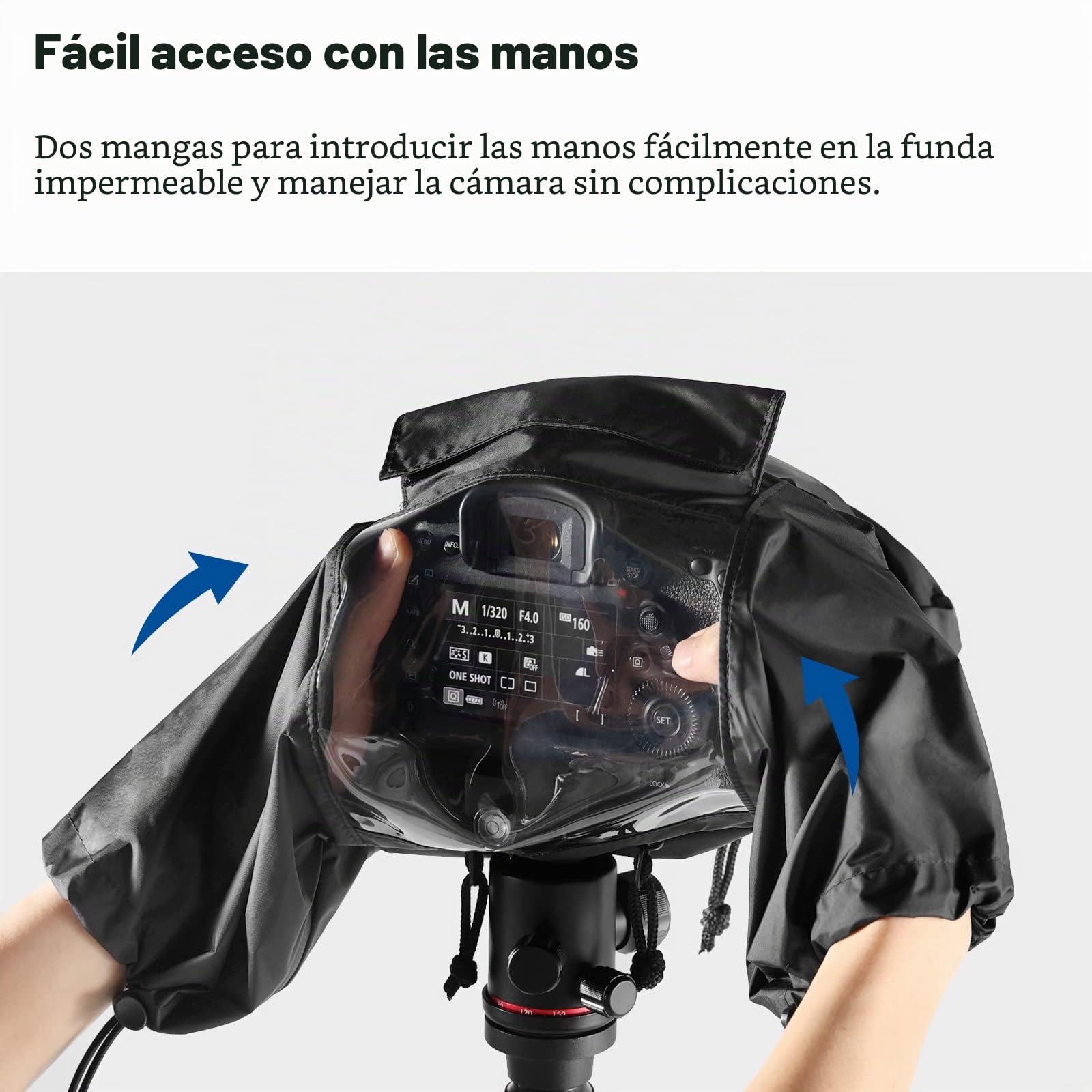NEEWER Protector de Lluvia para Cámara, Impermeable Nylon Duradero Tamaño Pequeño Compatible con Canon Sony Nikon DSLR Cámara Vlog sin Espejo y Lente hasta 200mm, con Mangas, Cordones, Ventana, PB003