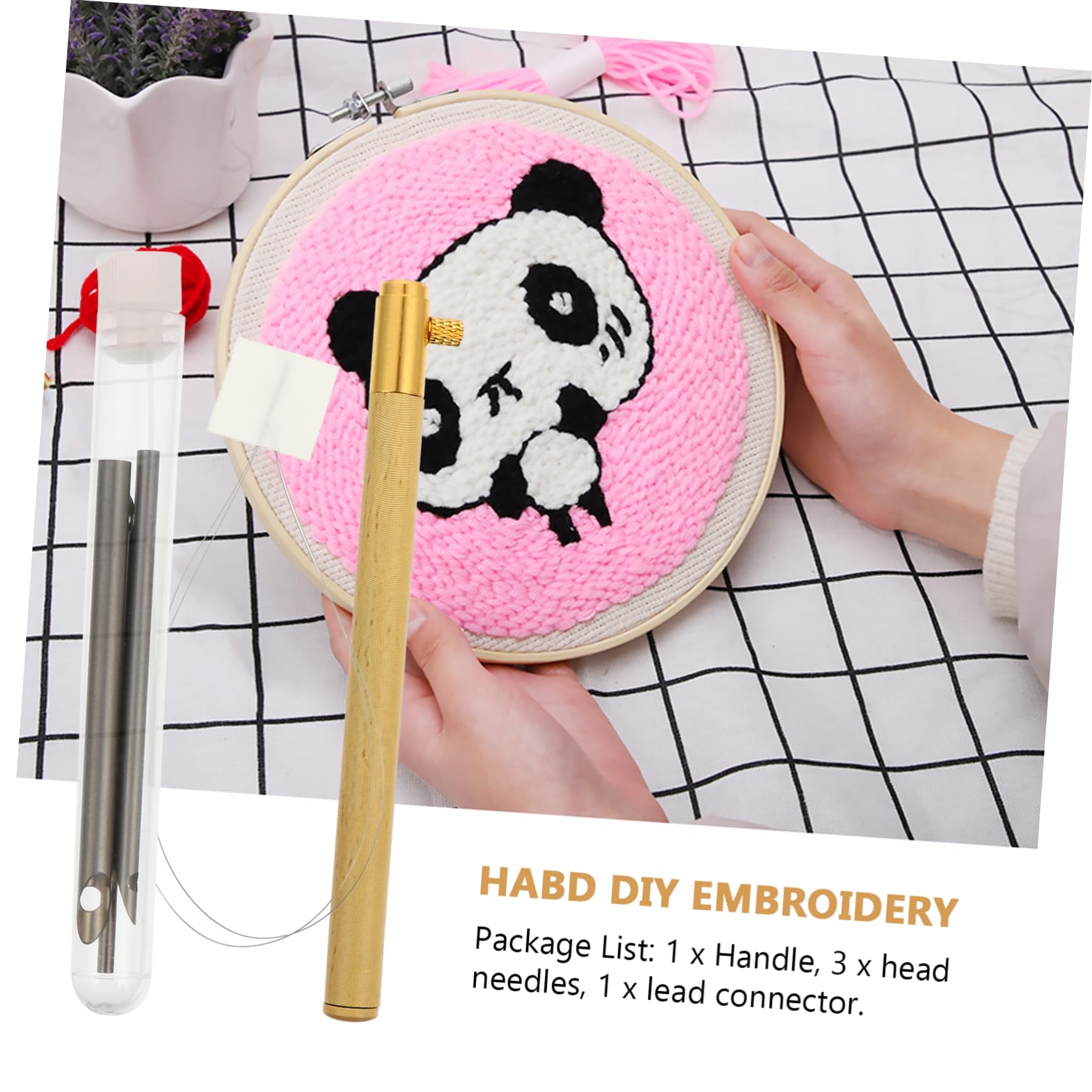 NUOBESTY 3sätze Holzgriff Punch Needle Mit Verstellbaren Nadeln Und Fädler Für Stick Und Webarbeiten Für Anfänger Und Fortgeschrittene Geeignet Ergonomisches Design Für Komfortables