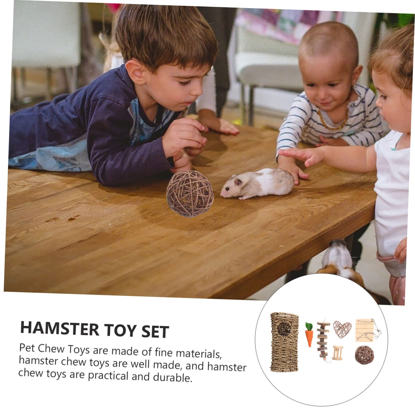 BESTonZON Hamster Spielzeug zum Kauen Kauspielzeug mit Einzigartigen Formen 7 Stück zur Beschäftigung und Zahnpflege für Kaninchen und Kleintiere