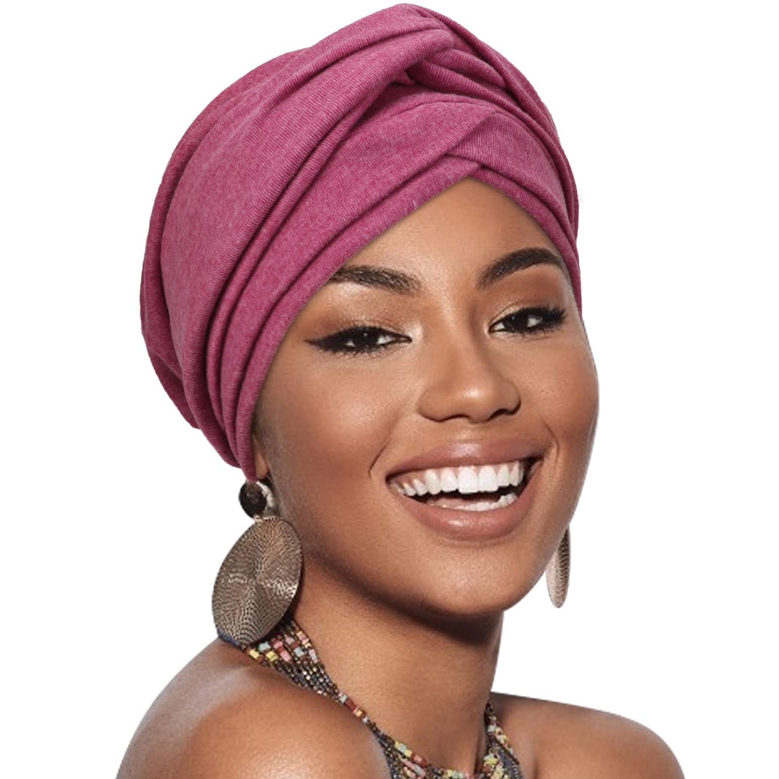 AQOKKA African Turban for Women Knotted Hair Wraps for Turban Head Scarf for Black Women Hair Cancer Chemo Headwear Cap