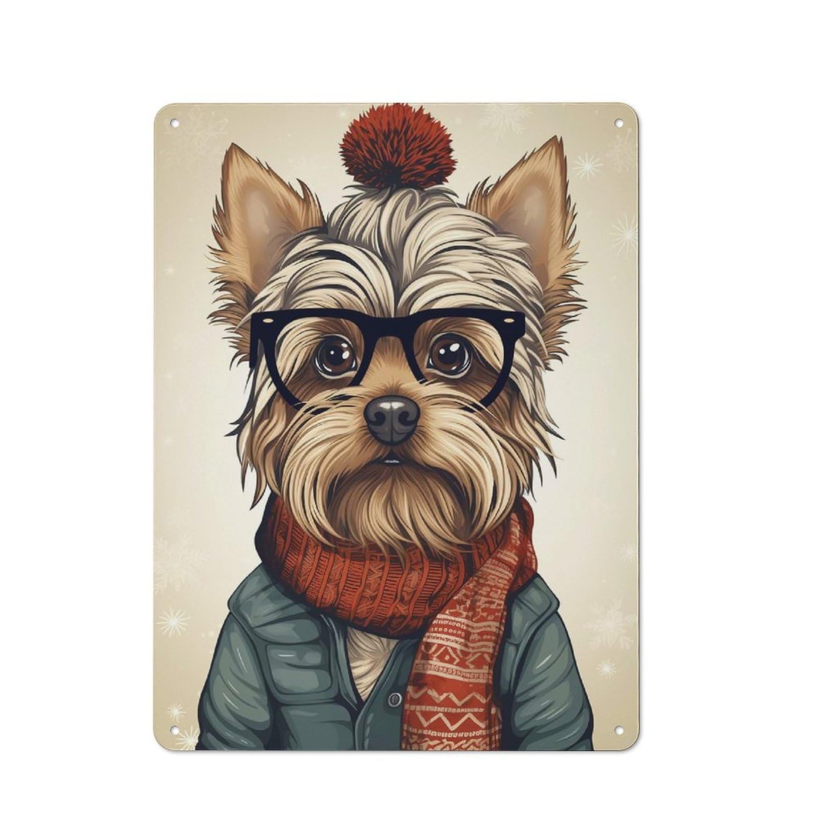 Junmoney Yorkie Puppy Painting For Man Cave Or Games Room, Retro Metal Plaque 40X30cm, For Metal Sign Collectors, For Garage And Workshop Walls