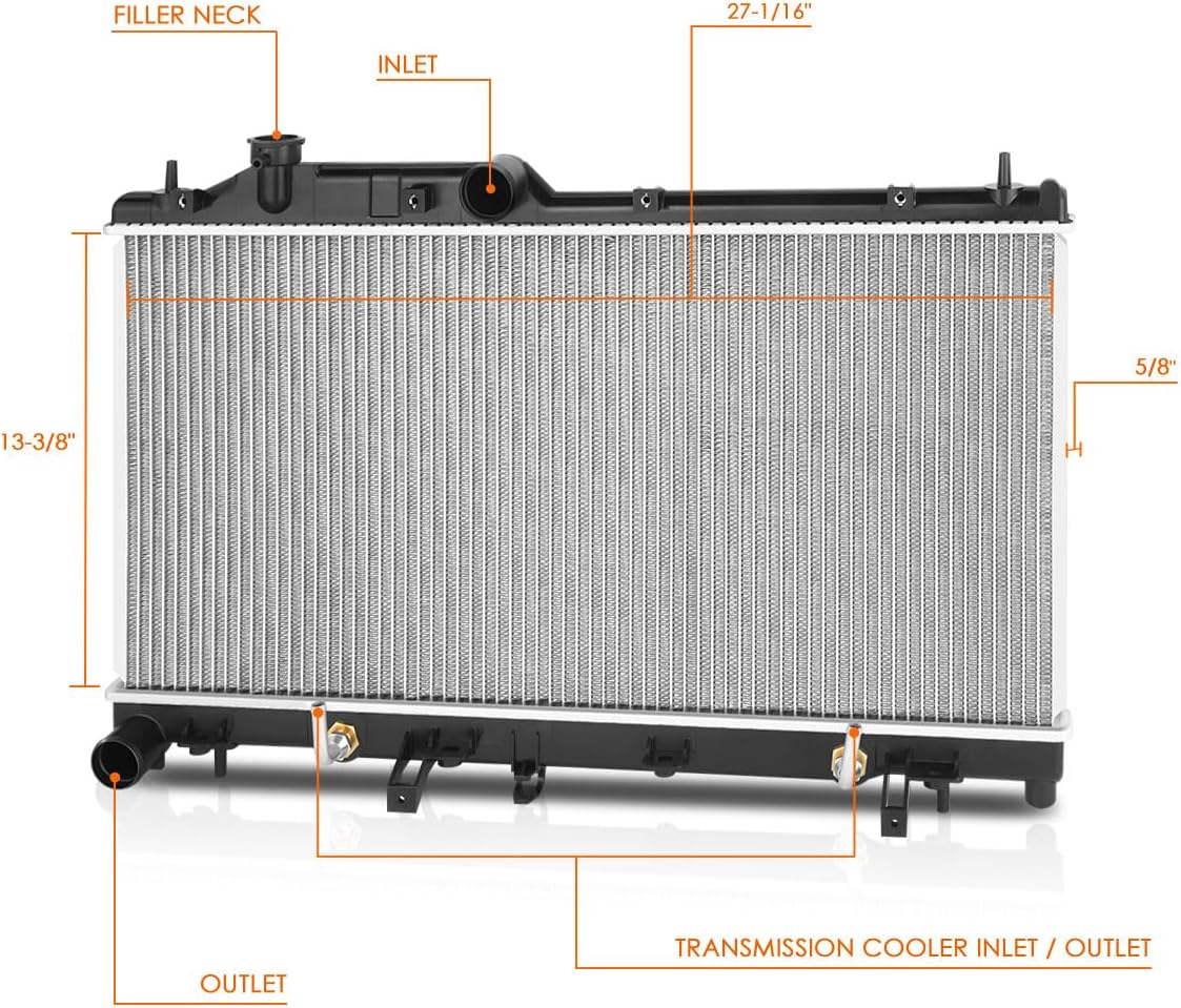 Aluminum Core Cooling Radiator Compatible with 05-15 Subaru Crosstrek Forester Impreza Legacy Outback 2.0L 2.5L NA AT