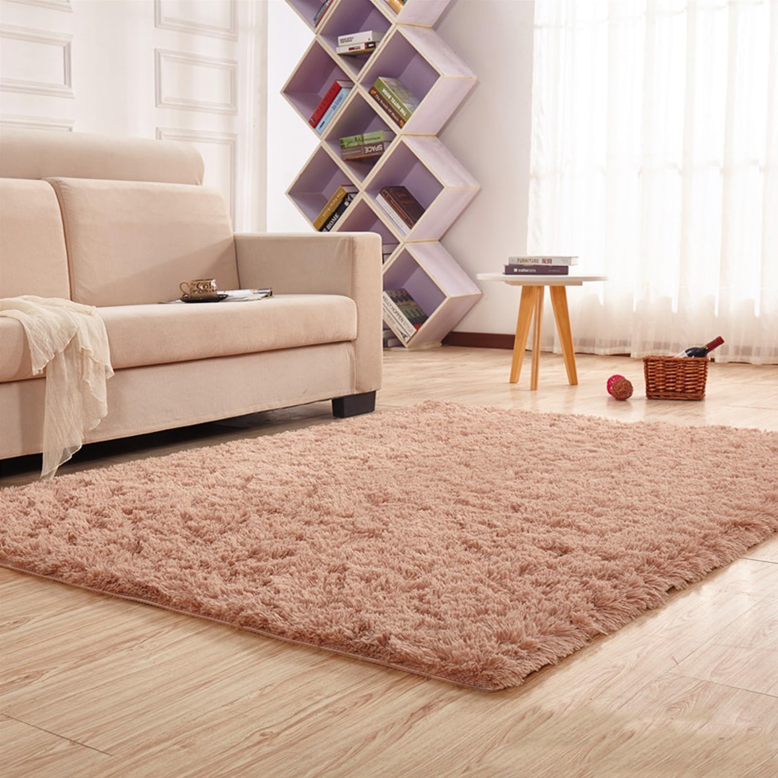 Rug High Pile Rugs 80 x 300 cm Non-Slip Underside, Washable High Pile Rug Runner Hallway Non-Slip Rug Mat for Bedroom, Living Room, Dark Beige