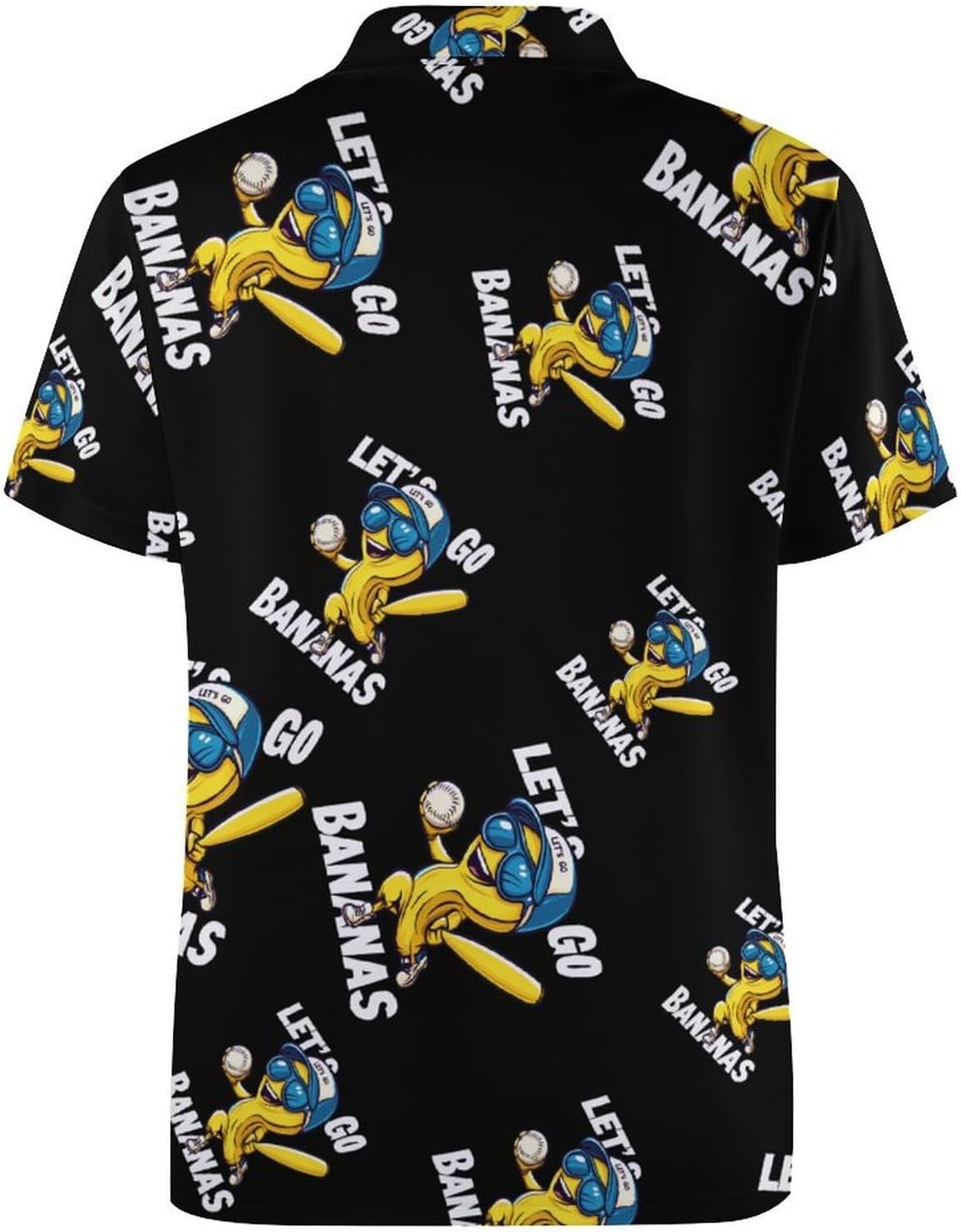 Let's Go Bananas Baseball-1 Womens Golf Polo Shirts Summer Short Sleeve Collared 3 Buttons T Shirt Activewear Tops