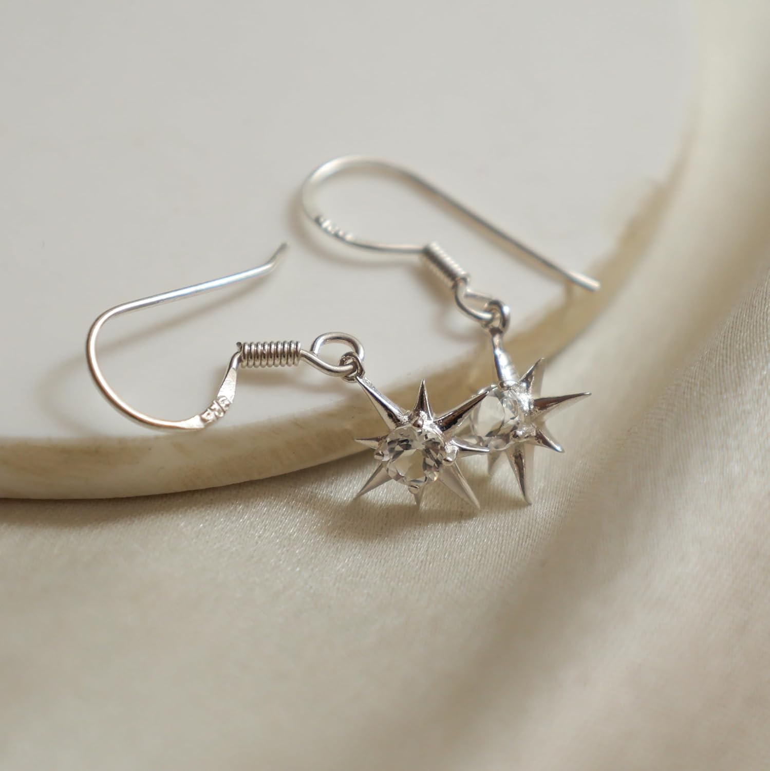 925 Sterling Silver North Star Earrings for Women, Ruby, Peridot, Topaz, Sapphire Birthstones, Gift for Her, valentines day - Image 4