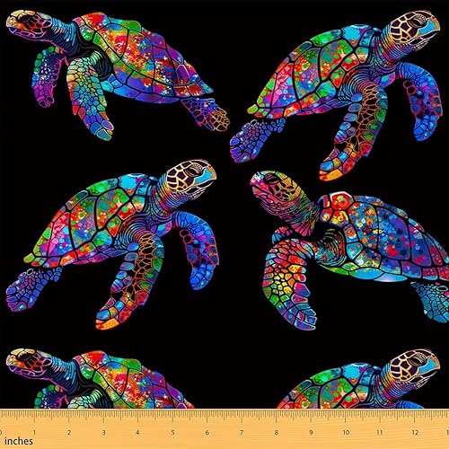 Miniatura 7 de The Yard - Tela de tortuga marina de The Yard, tela de tapicería de peces en acuarela para coser sillas, sofá, turquesa, tela impermeable para