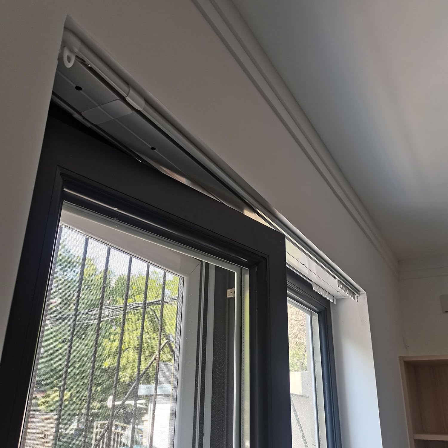 3.3-26ft Adjustable Ceiling Track Curtain System, Double Track Rail for Room Divider, Nano Silent White Metal Aluminum Rod, Perfect for Bedrooms and Living Spaces