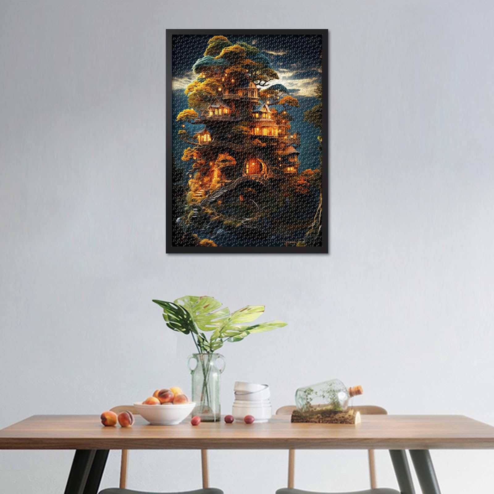 Puzzles for Adults 1000 Pieces, Fantasy Landscape with a Tree House in the Shape of a Dragon Puzzle - Image 2