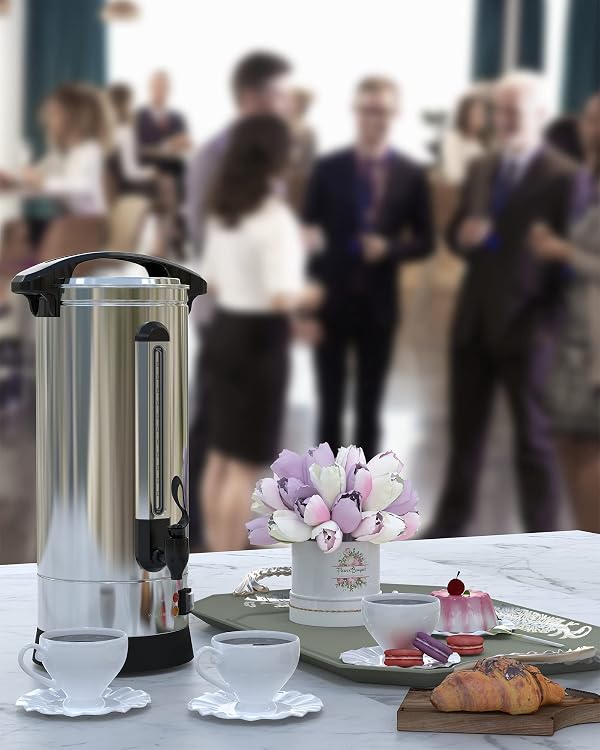 Coffee Urn,18L 120 Cups Large Commercial Coffee Maker,Silver Stainless Steel Coffee Dispenser with Dripless Faucet for Parties, Office, Catering Events, Meeting Rooms by ExploreHorizon - Image 6