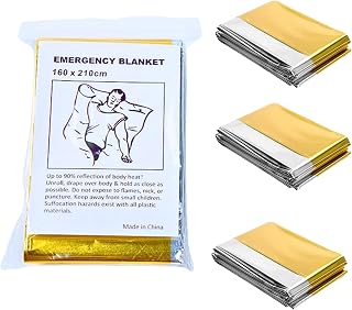 Rettungsdecke,Rettungsdecke Gold Silber 210x160cm,Auto, Erste Hilfe, Camping, Survival Kit - Emergency Blanket für Outdoor,Notfalldecke, Rettungsfolie (3, 210x160cm)