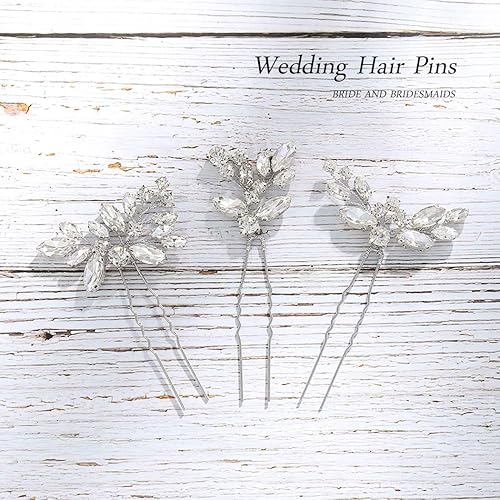 Miniatura 3 de Jakawin Crystal Bride - Pinzas para el cabello de boda, pieza de cabello plateada, accesorios para el cabello para mujeres y niñas, HP130 (plateado)