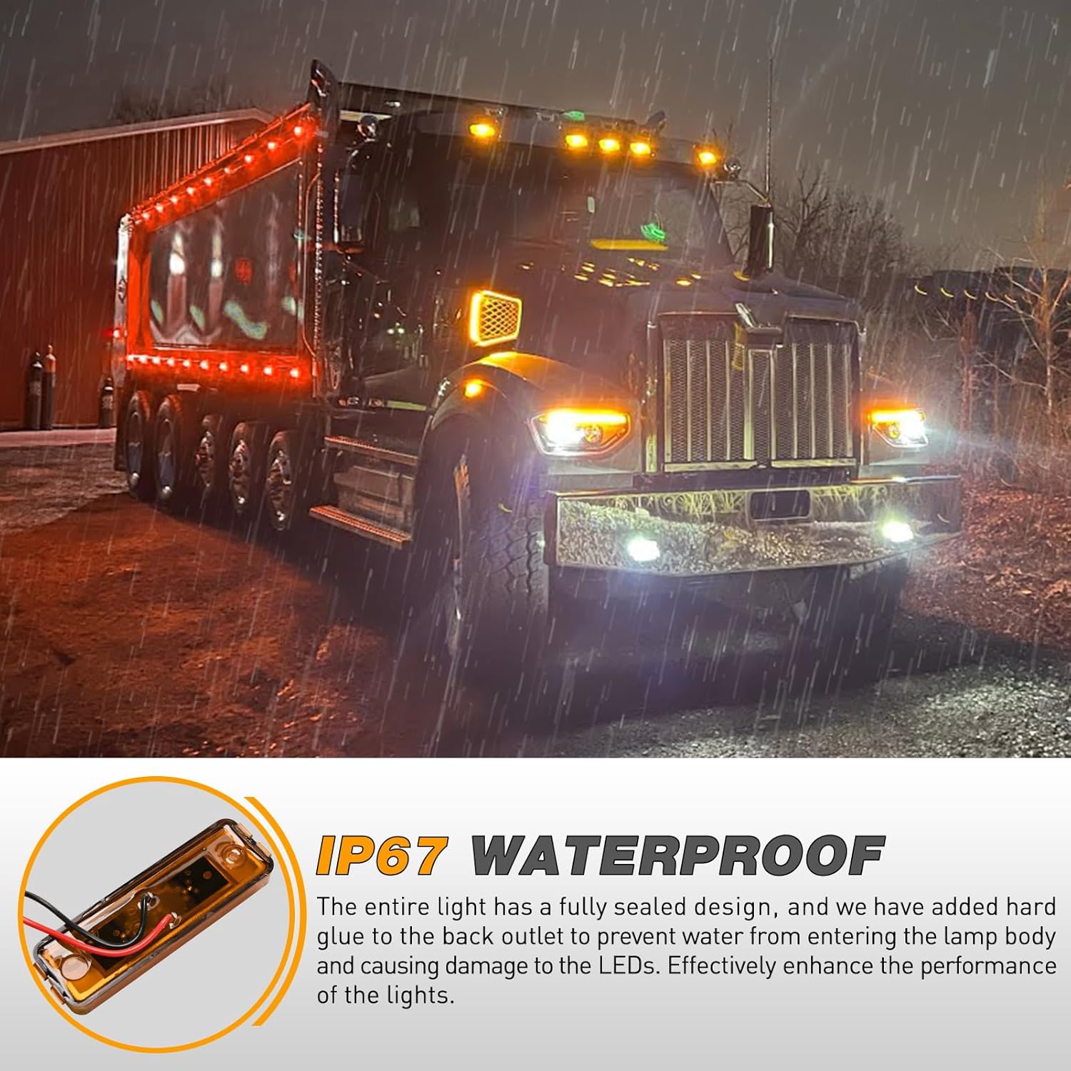 GOOACC 3.9Inch Marker Light 10PCS Red Amber 3LED Front Rear Side Indicator Clearance Fender Lights Waterproof Surface Mounted For RV Camper Truck Bus UTV