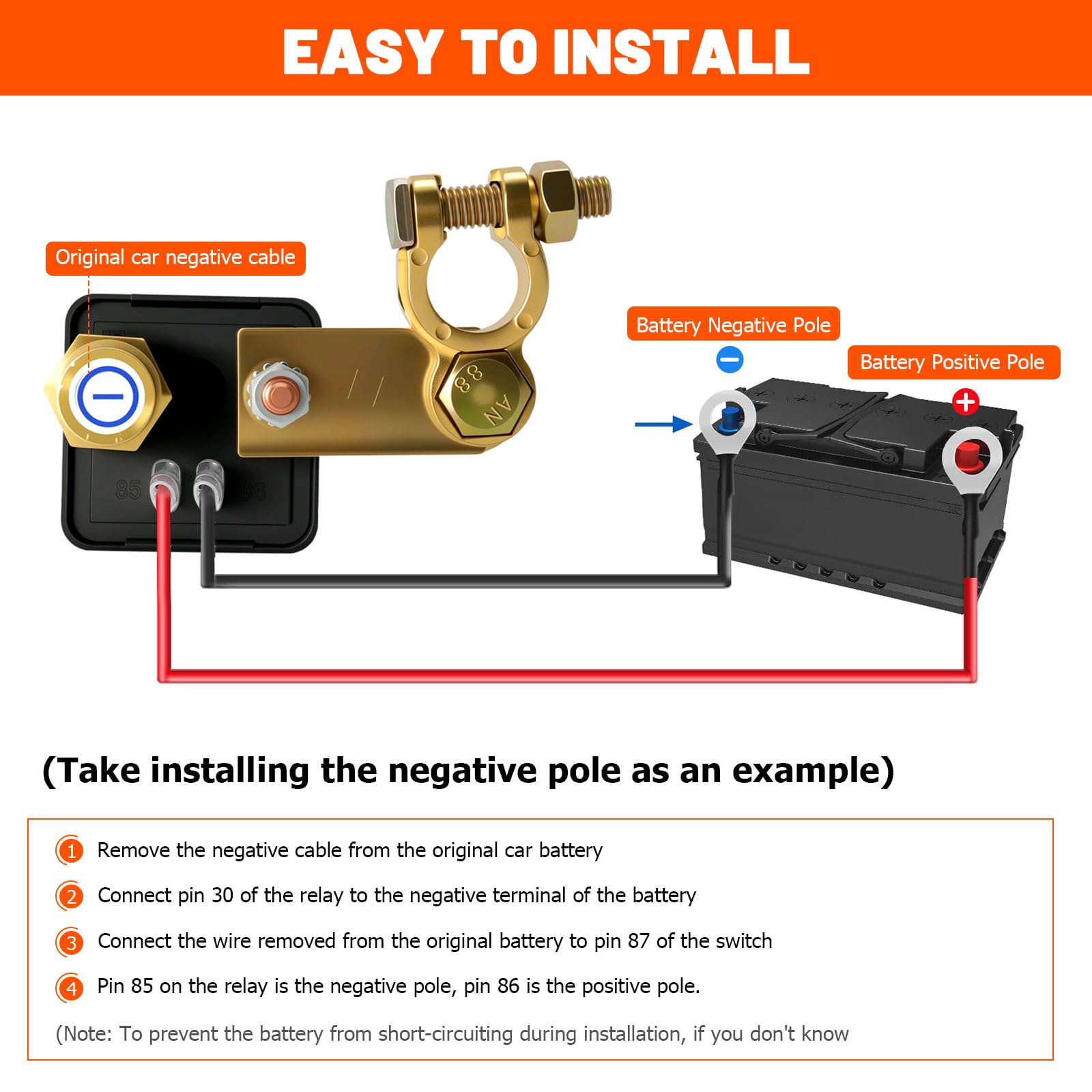 Interruttore di batteria da 12 V con telecomando, interruttore di batteria 12 V 200 A con 2 pali in ottone, 2 terminali di batteria, 2 telecomandi per moto, auto, roulotte abitacola, barca, yacht