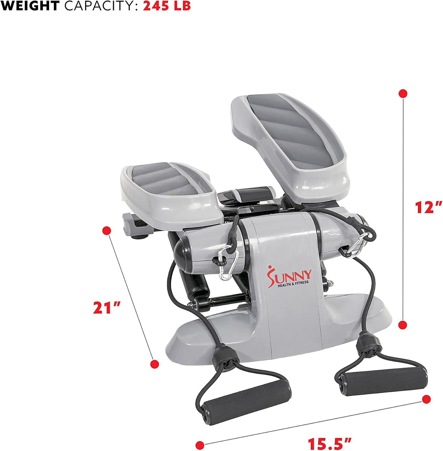 Sunny Health & Fitness Versa Stepper Step Machine w/Wide Non-Slip Pedals, Resistance Bands and LCD Monitor - SF-S0870 : Sports & Outdoors