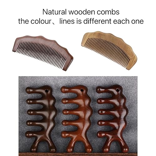 Miniatura 7 de sanlusan 2 peines de madera natural, juego de peine, peine de masaje de cabeza, masajeador de cabello, peine de madera para mujeres, peine de madera