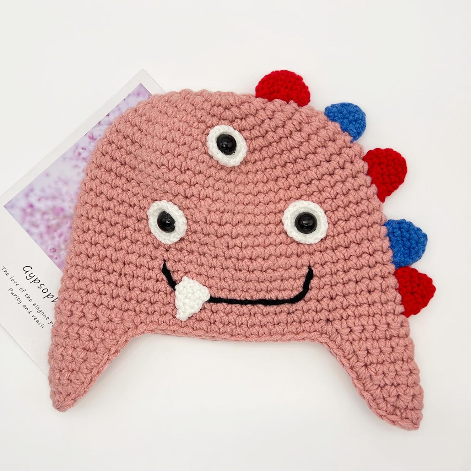 Funny Crochet Dinosaur Hat for Adults and Kids Cute Monster Knitted Beanie with Ear Flaps Novelty Animal Winter Cap
