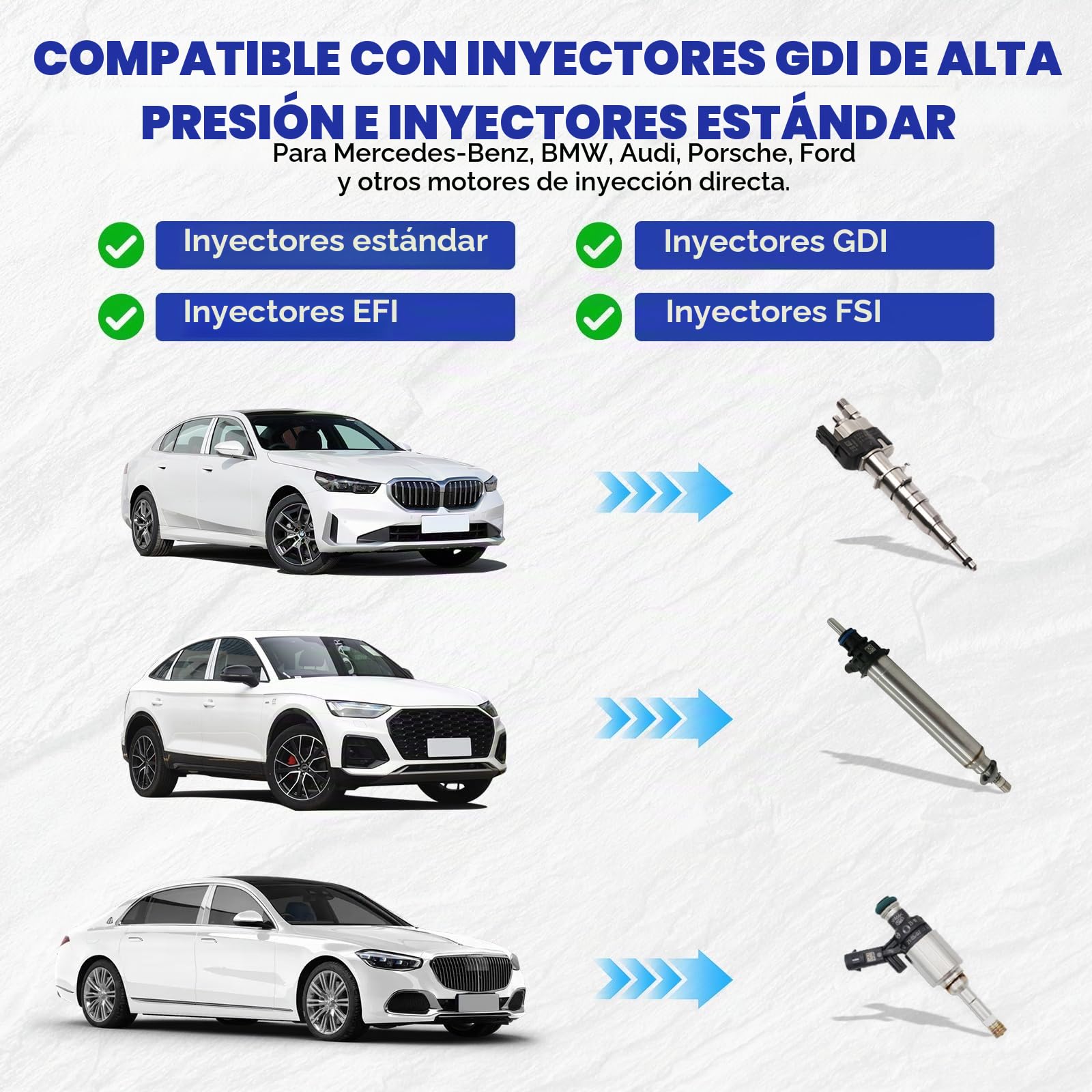 MR CARTOOL V310 Equipo Limpiador y Probador de Inyectores de Combustible, Kit de Limpieza Ultrasónica 110V/220V con 6 Cilindros para Inyectores Estándar GDI/EFI/FSI de Diésel y Gasolina