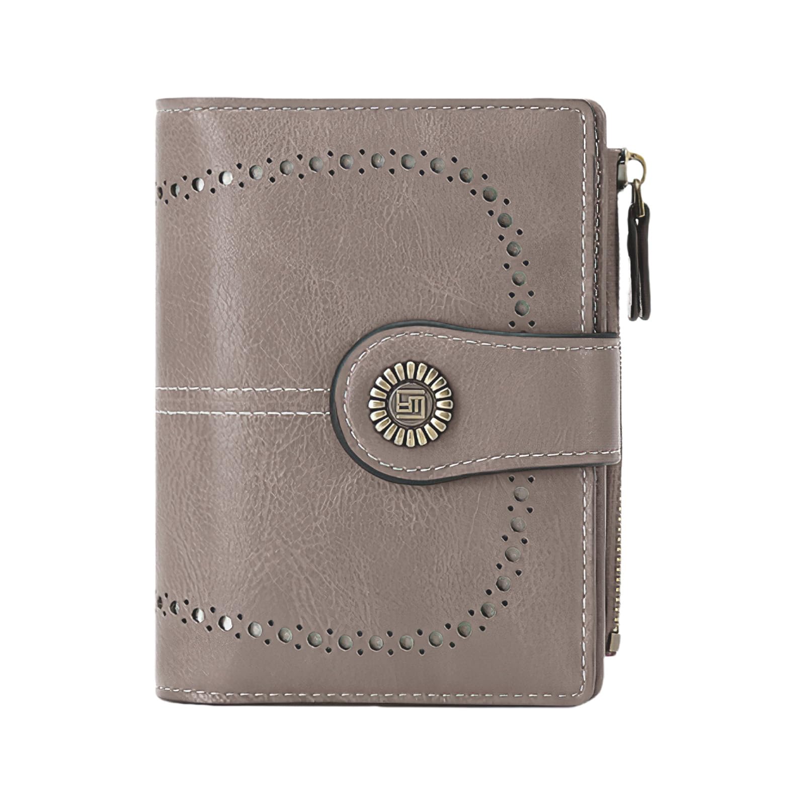 YAPAIOU Womens Wallet Leather Bifold Rfid Blocking Wallet Credit Card Holder Wallets for Women with Zipper Pocket Grey