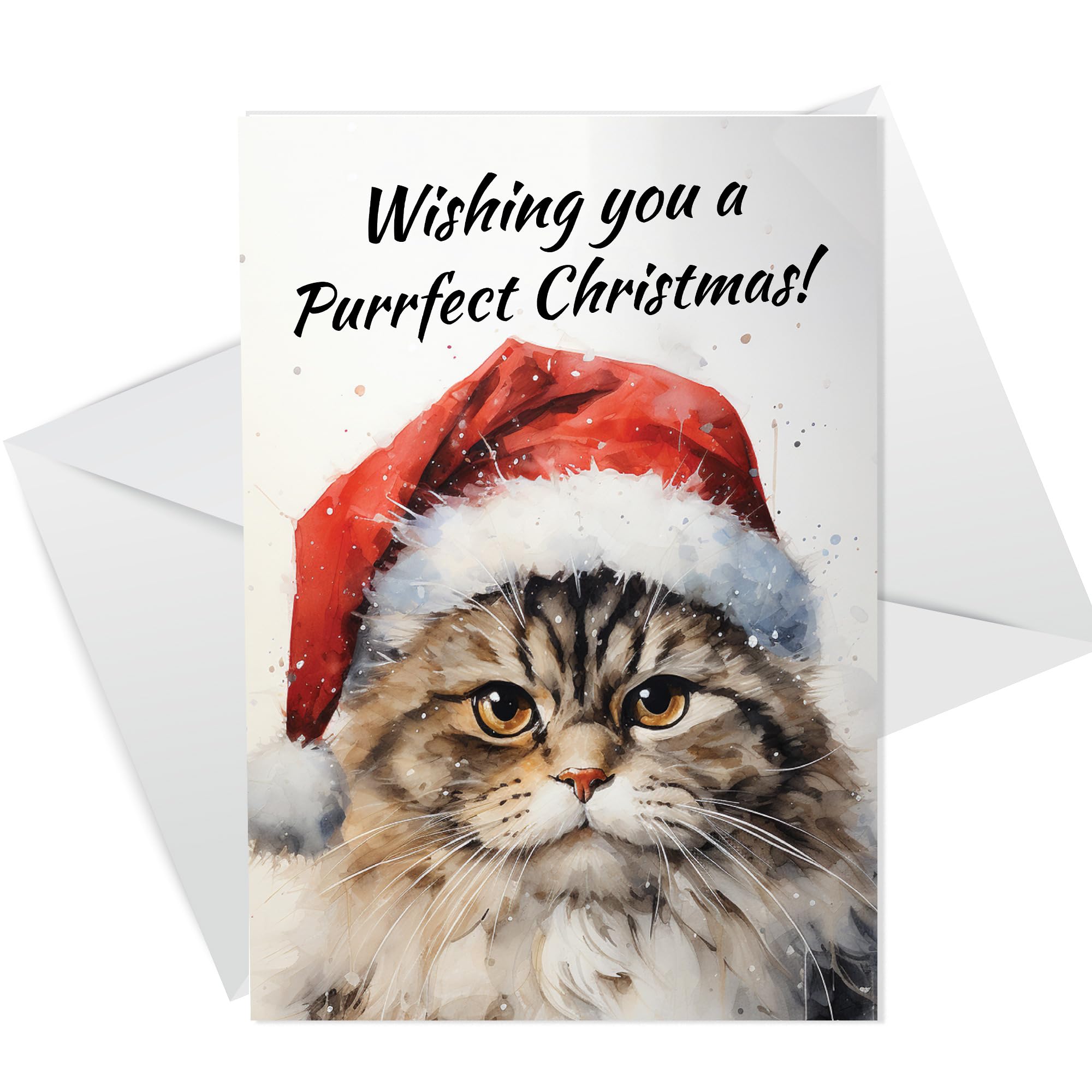 RED OCEAN Cat Christmas Card with Envelope Purrfect Greeting Card for Cat Lovers Funny Christmas Card From Cat