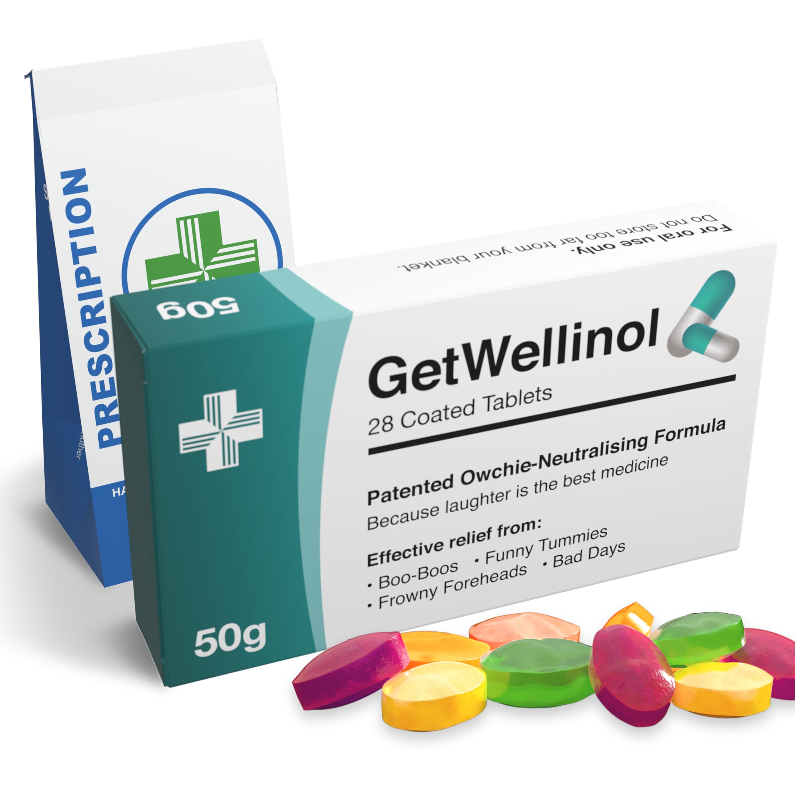 Funny Get Well Soon Gift – Joke Prank Pill Box Filled with Sweets + Prescription Bag – Letterbox Gifts for Women and Men – Novelty Hug Gifts for Friends