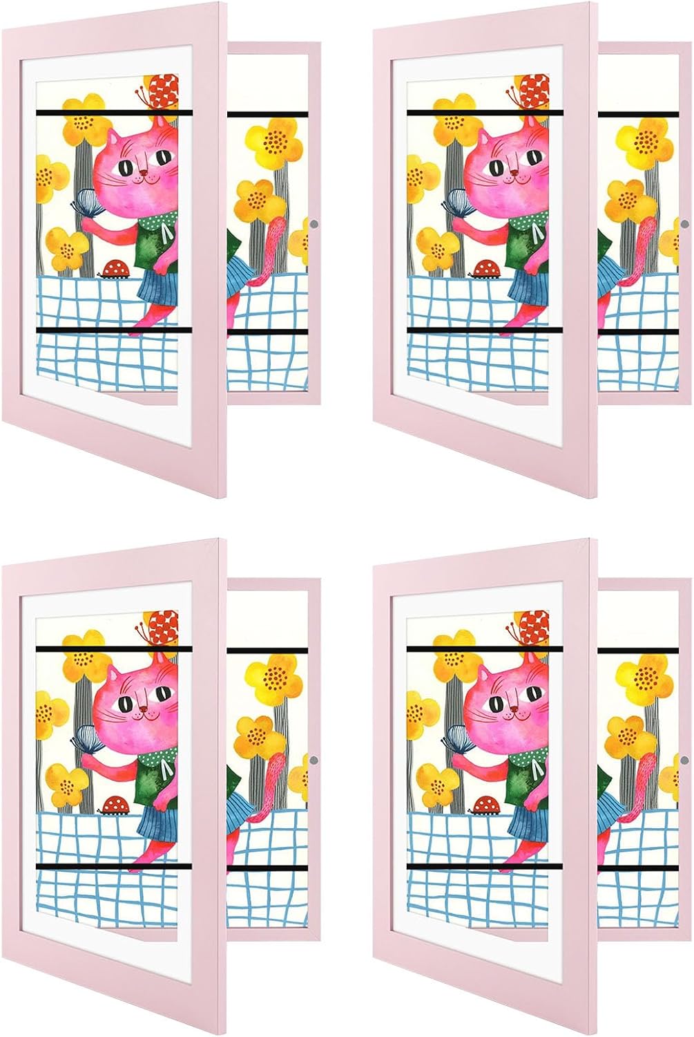 Golden State Art, 10x12.5 Kids Art Frames, Front-Opening Picture Frame Great for Kids Drawings, Artworks, Children Art Projects, Schoolwork, Home or Office (Light Pink, Set of 4)
